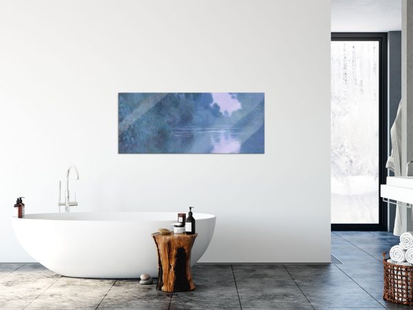 Claude Monet - Morgen an der Seine nahe Giverny, Glasbild Panorama Mode – Bild 4