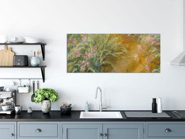 Claude Monet - Weg durch die Schwertlilien, Glasbild Panorama Schn?ppchen – Bild 3