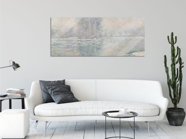 Claude Monet - Eisschollen, Glasbild Panorama Rabatt – Bild 2